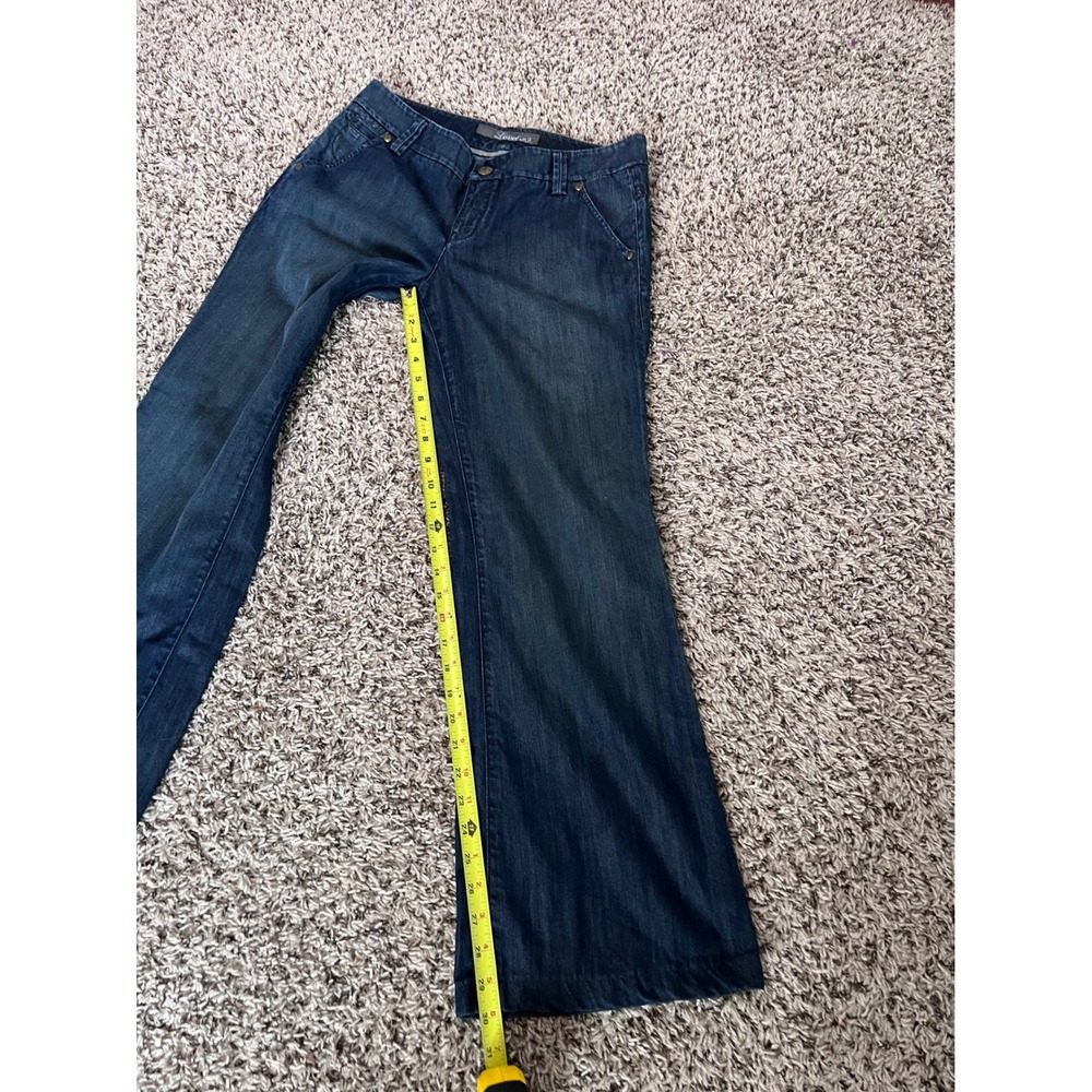 Level 99 Women Dark Wash Wide Leg Trouser Jeans Size 28 Slant Pockets